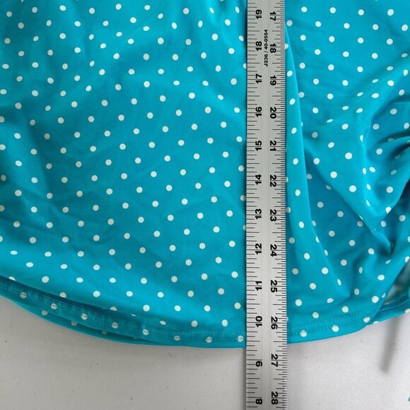 Talbots Miraclesuit Size M Blue Polka Dot Swim Ruching Rash Guard UPF 50 - Picture 12 of 13